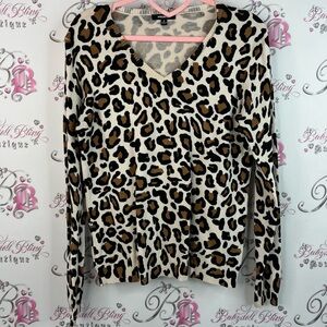 Premise long sleeve sweater cheetah animal Leopard Print V-Neck Sweatshirt
